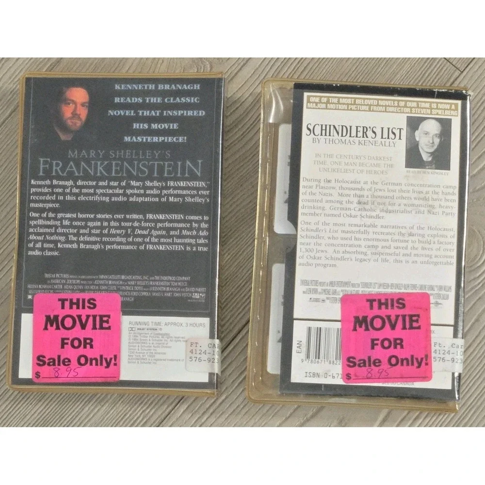 Audiobook Cassette Lot 2 Classics Thrillers‎ Schindler's List Frankenstein